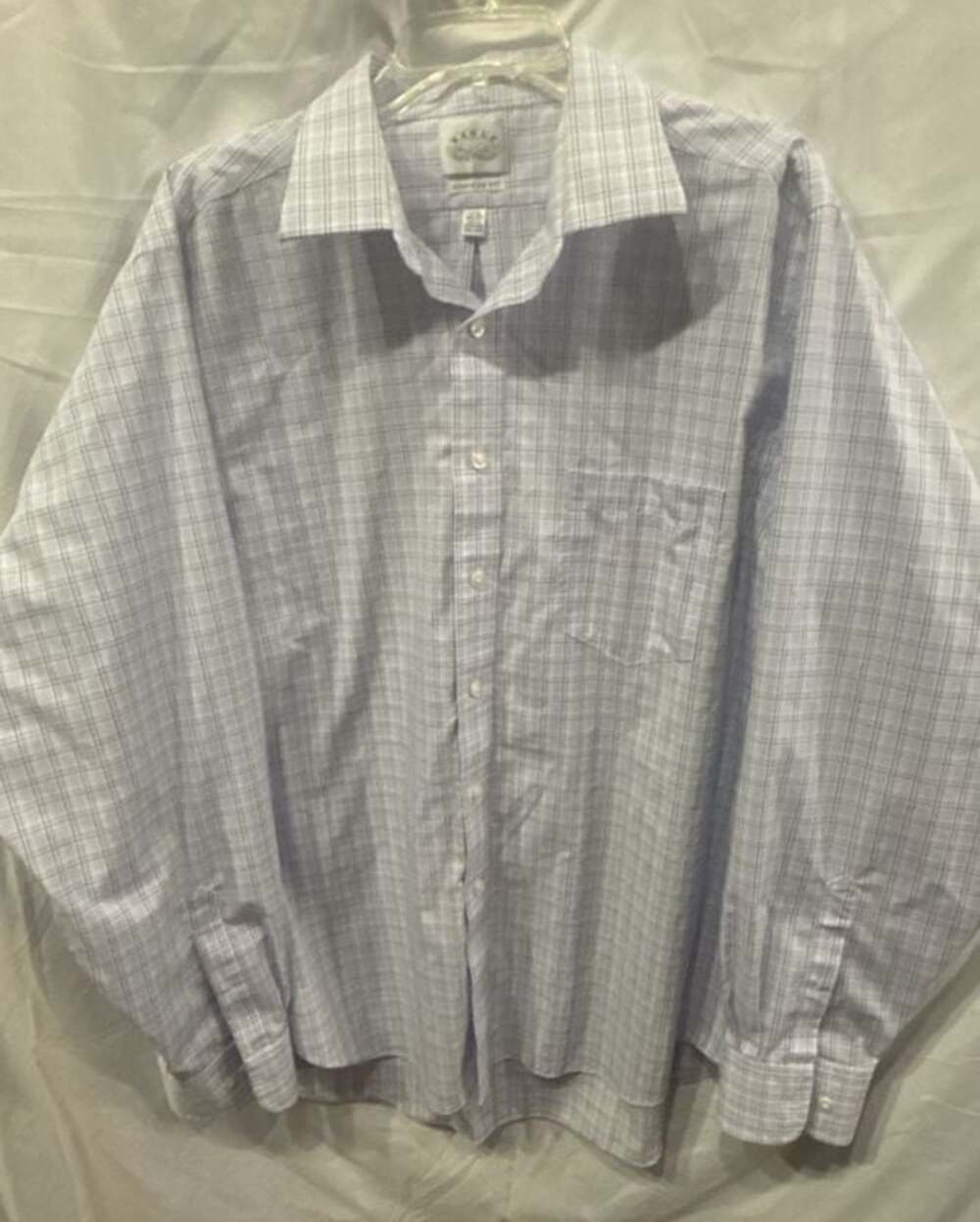 Eagle Men's Button Up Dress Shirt Blue Plaid regular Fit 17 1/2- 36/37
